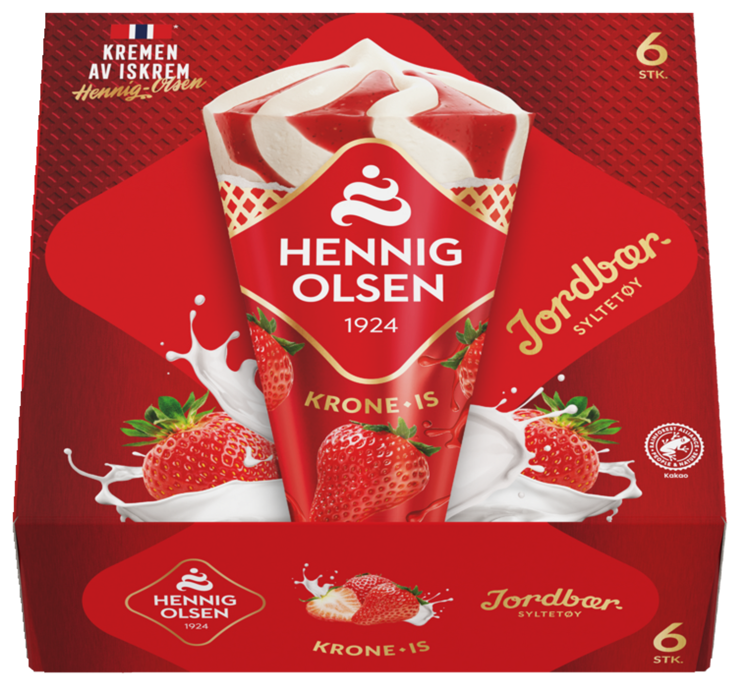 Krone-is Jordbær 6stk Multipack
