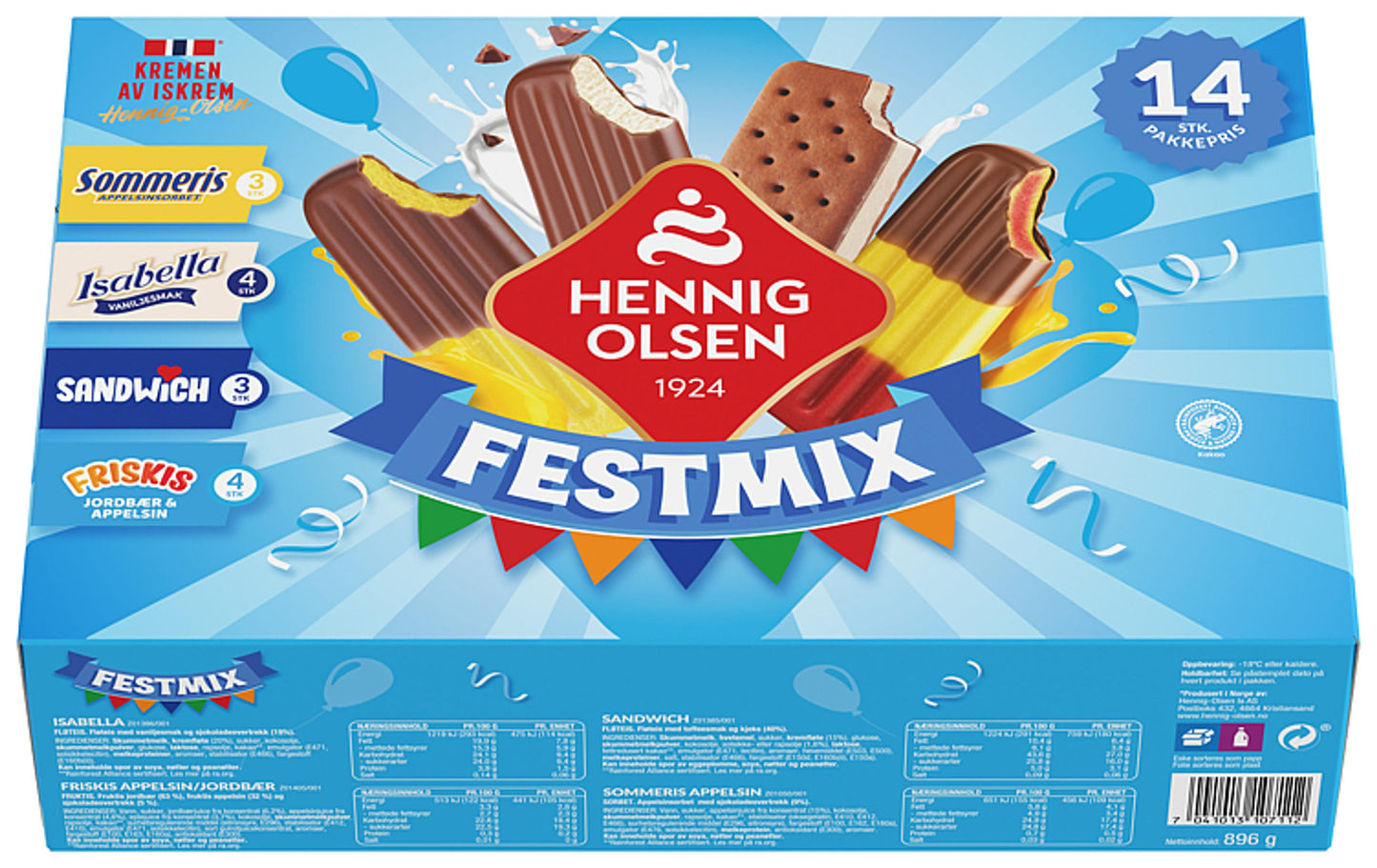 Festmix Fløteis & Fruktis 14stk