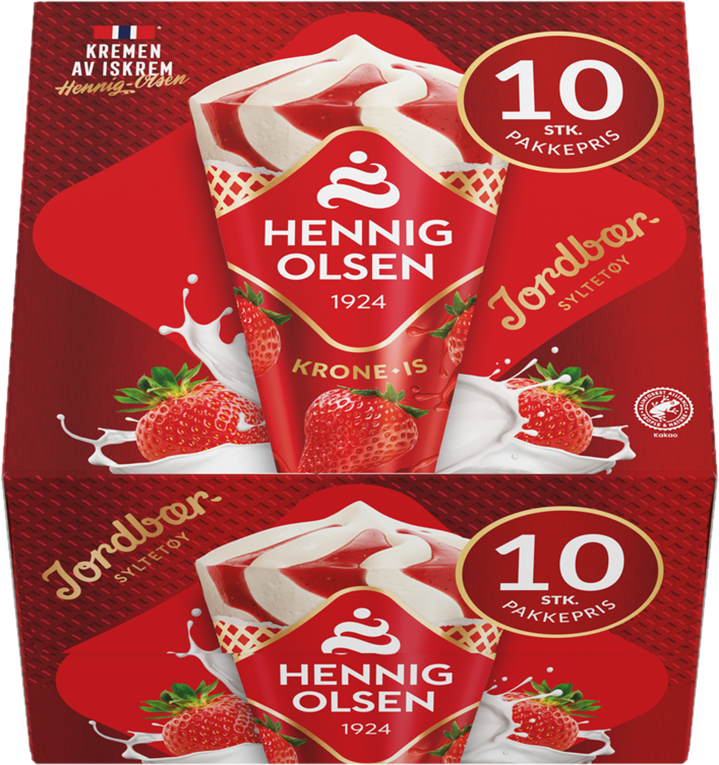 Krone-is Jordbær 10stk