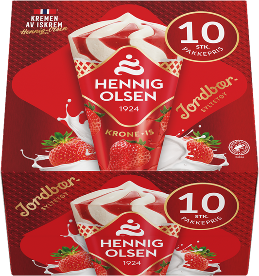 Krone-is Jordbær 10stk