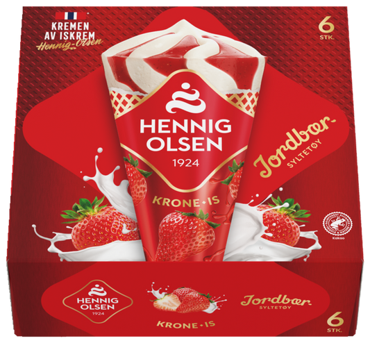 Krone-is Jordbær 6stk Multipack