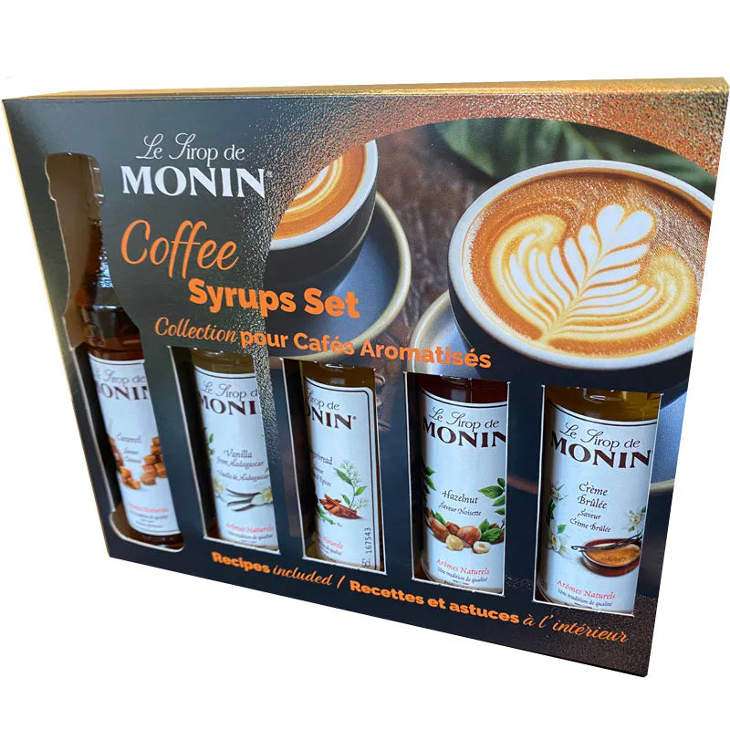 Monin Gavesett Kaffesirup 5 flasker x 50ml.